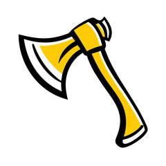 Stylized Yellow Axe Illustration, Minimalist Design