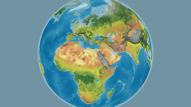 Egypt on the globe. Outline. Topographic map. No labels