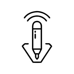 Smart Pen Icon with Wireless Connectivity Symbol