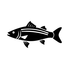 Striped Bass Fish Silhouette Isolated Vector