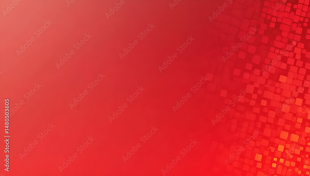 Poster abstract red gradient background with pixelated square blocks for modern design and digital content