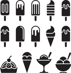 ice cream icon, ice cream clipart, ice cream vector, ice cream silhouette, summer dessert icon, ice cream cone, popsicle icon, sweet treat icon, food icon set, dessert graphics, ice cream logo, black 