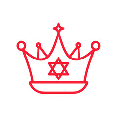 Red Torah Crown Icon with Star of David