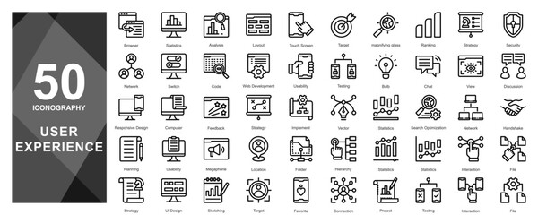 Icons representing gestures, touch points, and mobile interface controls.