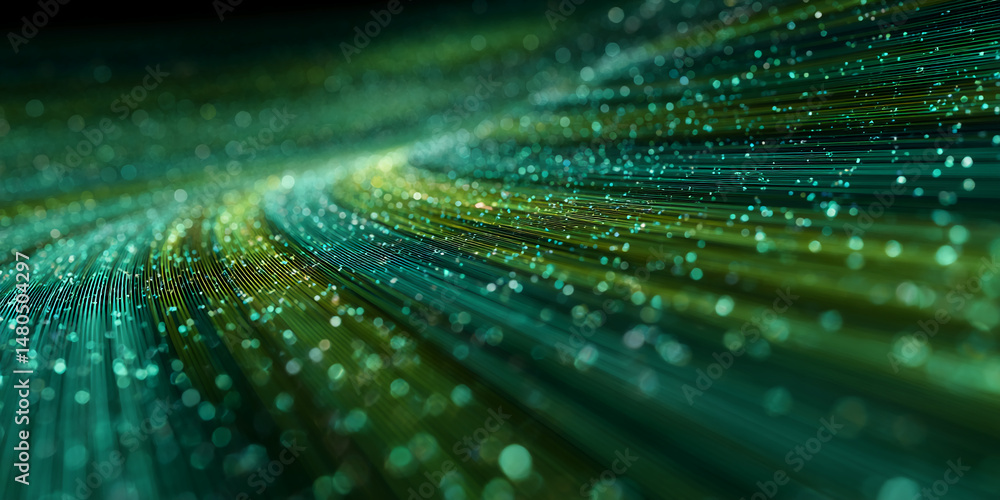 Aufkleber abstract image of green and teal lines curving, creating a dynamic, energetic visual. suggests movem