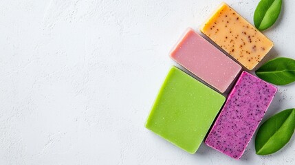 Artisan Soap Bars on White Background
