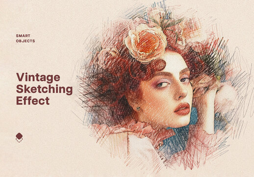 Vintage Sketching Effect Mockup