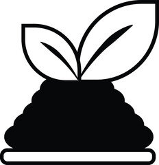 Black 2D vector icon of composting used in environment and nature-related themes
