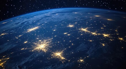 Fototapeta premium Earth at night, illuminated city lights