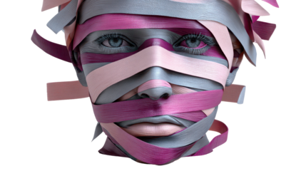 A creative representation of emotions through colorful ribbons. transparent background