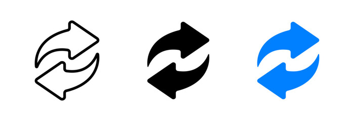 Refresh or sync icon with curved arrows, representing data synchronization, update, or reload