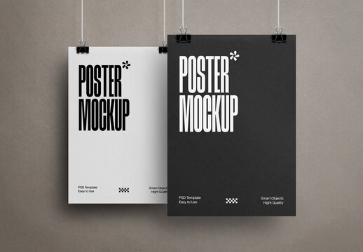 Vertical Clipped Posters Mockup