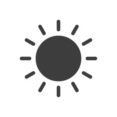 Sun icon representing sunlight, brightness, and daylight in minimalistic design style