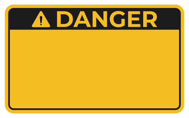 danger sign template in yellow and black color scheme, used for safety warnings, hazard notices, or emergency alerts.