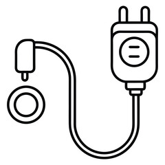 Minimalist Vector Illustration of Electric Plug and Cable for Tech and Power Concepts