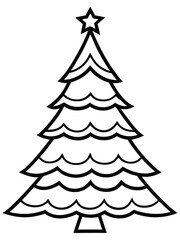Minimalist Christmas Tree Outline with Star Topper