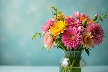 Fototapeta premium Vibrant bouquet of colorful flowers in a vase Perfect for spring, celebrations, and floral arrangements , tulips, wedding flowers, petals