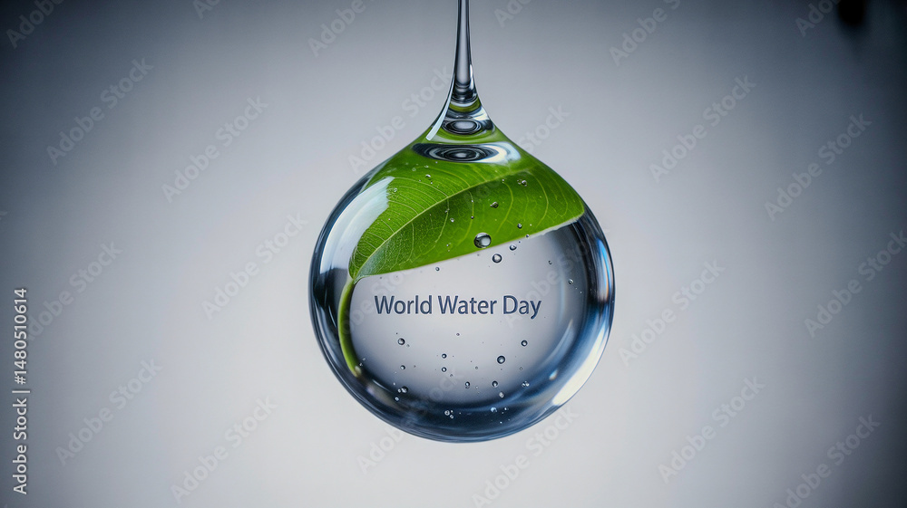 Poster readable piddle drop on a transparent background symbolizing ecology and world water day
