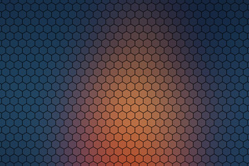 Nowoczesny heksagonalny wzór z efektem gradientu w ciemnych i ciepłych barwach, geometryczne tło w stylu futurystycznym © Henryk Guziak