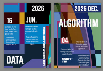 Flyer A4 Abstract Pixilated Bright Rectangles Big Data