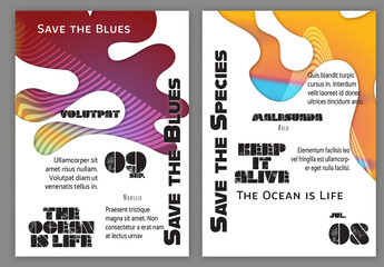 Flyer A4 Ocean Wavy Abstract Shape Whte Background