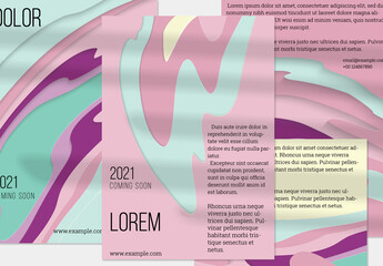 Flyer Layout with Paper Cut Craft Wavy Layered Texture