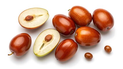 Obraz premium Fresh Jujube Fruits on White Background