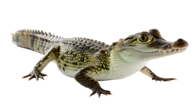 Juvenile Caiman Portrait: A captivating portrait of a young caiman, showcasing its intricate scales, sharp teeth, and alert gaze.