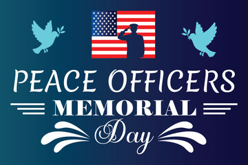 peace officers memorial day with usa flag and flying doves