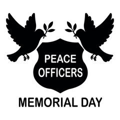peace officers memorial day with dove and badge illustration