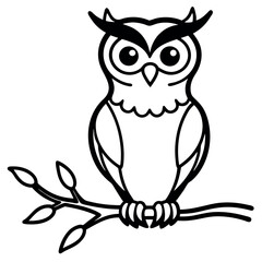 Cute black and white owl perched on a branch.