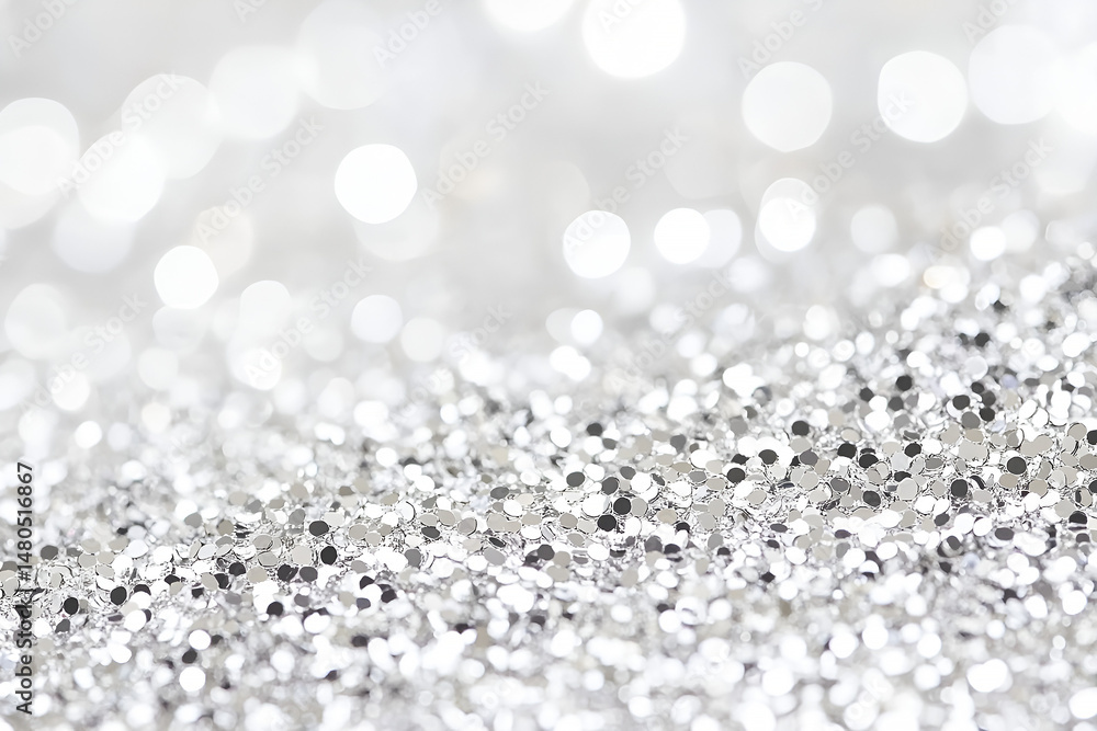Poster sparkling silver glitter background with bokeh effect creating a shimmering and festive aesthetic pe