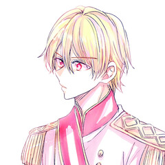 ファンタジーの王子様風の男性　赤眼