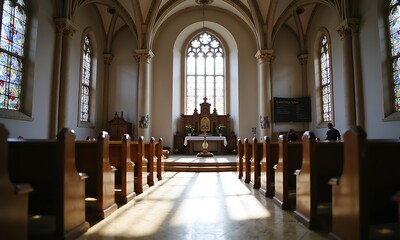 Fototapeta premium AI-Generated Church Interiors, Intricate Details