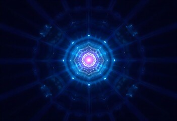 Fototapeta premium Generative AI A cosmic portal emitting brilliant light into the deep blue void