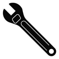 Factory worker element isolated adjustable spanner on white background