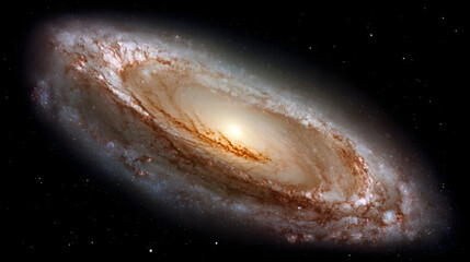 Spiralgalaxie mit leuchtendem Zentrum im schwarzen All 