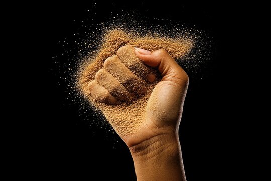 Fistful of sand explodes
