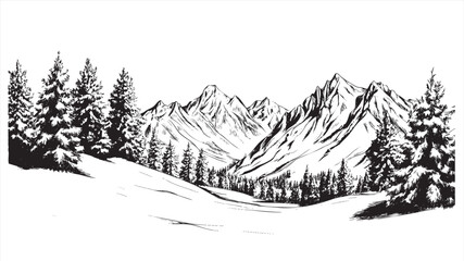 Winter mountains sketch