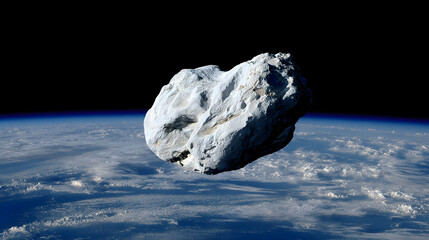 Asteroid schwebt über der Erde in niedriger Umlaufbahn
