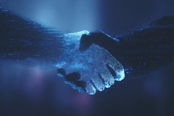 Digital Handshake Symbolizing Technology Partnership and Innovation