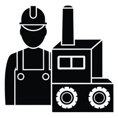 Factory worker element isolated assembly parts box on white background