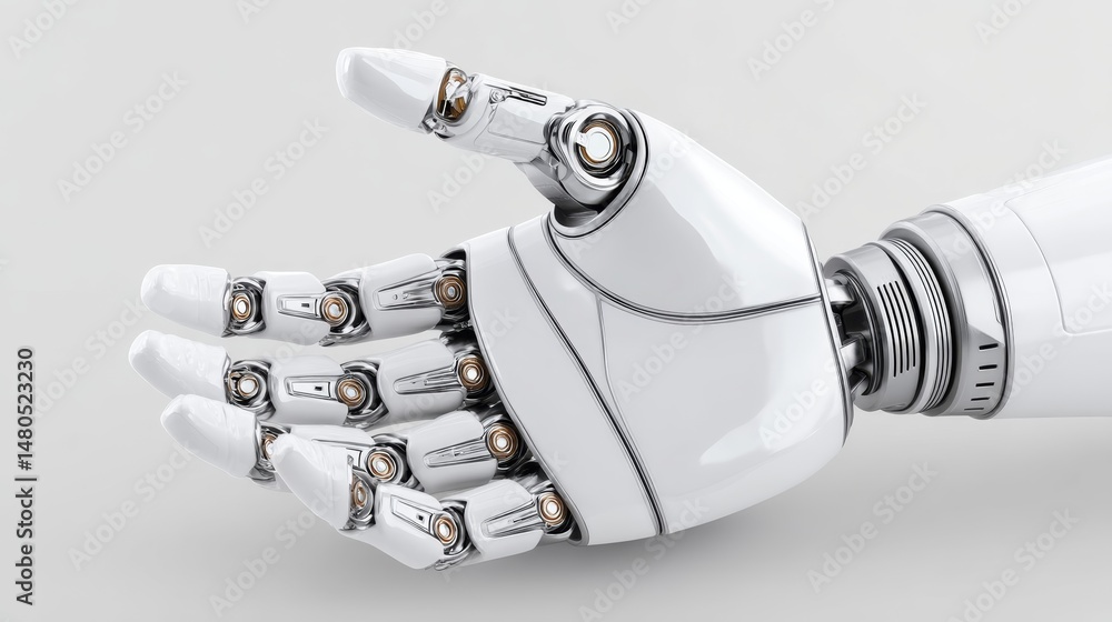 Poster advanced robotic hand design - futuristic robotic hand, showcasing advanced technology, precision en