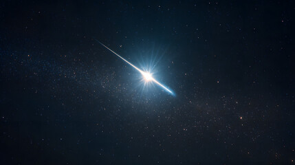 Heller Meteorit blitzt durch den Nachthimmel im Weltall
