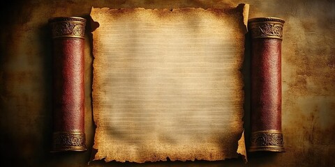 Ancient Scroll with Ornate Wooden Handles