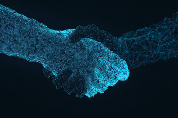 Digital Handshake Symbolizing Technology Partnership and Innovation