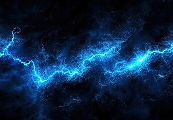 Blue Lightning Bolt in a Dark Sky