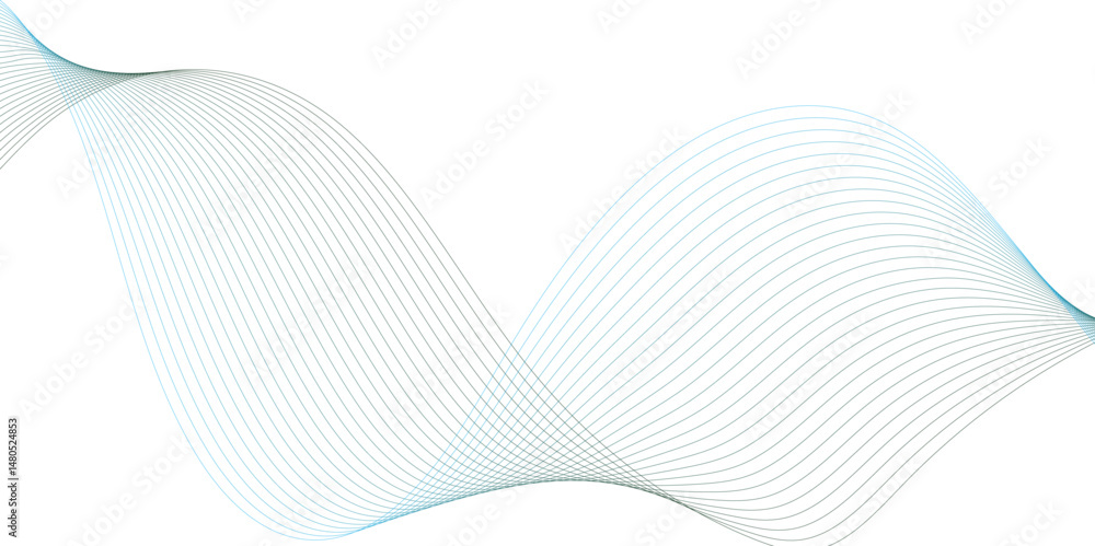 Poster abstract blue blend wave lines on transparent background. modern blue flowing wave lines and glowing