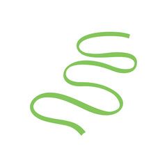 Green Curly Ribbon. Decorative Element Vector Illustration