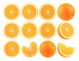 Fototapeta premium Orange - Orange Slices and Segments Isolated on Transparent Background